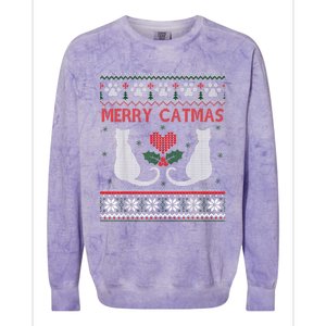 Funny Merry Catmas Ugly Christmas Sweater Colorblast Crewneck Sweatshirt