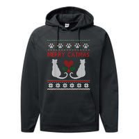 Funny Merry Catmas Ugly Christmas Sweater Performance Fleece Hoodie