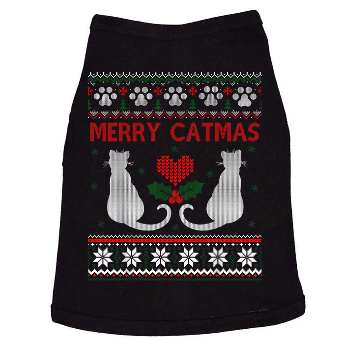 Funny Merry Catmas Ugly Christmas Sweater Doggie Tank