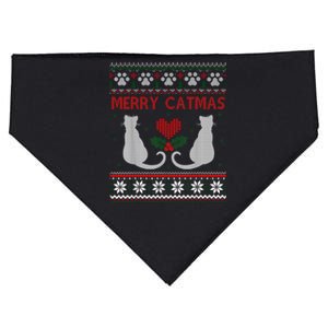 Funny Merry Catmas Ugly Christmas Sweater USA-Made Doggie Bandana