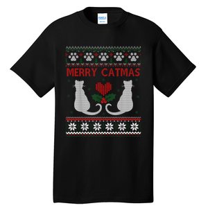 Funny Merry Catmas Ugly Christmas Sweater Tall T-Shirt