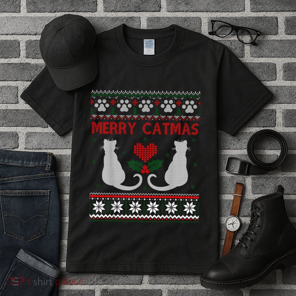 Funny Merry Catmas Ugly Christmas Sweater Tall T-Shirt