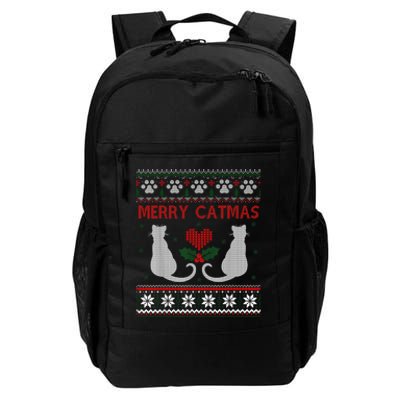 Funny Merry Catmas Ugly Christmas Sweater Daily Commute Backpack