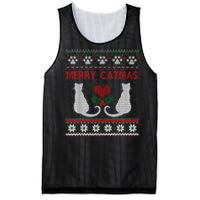 Funny Merry Catmas Ugly Christmas Sweater Mesh Reversible Basketball Jersey Tank