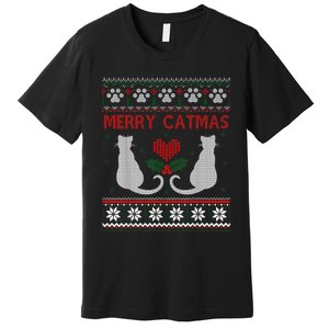 Funny Merry Catmas Ugly Christmas Sweater Premium T-Shirt