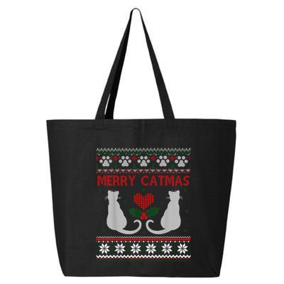 Funny Merry Catmas Ugly Christmas Sweater 25L Jumbo Tote