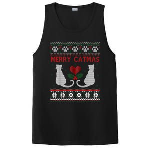 Funny Merry Catmas Ugly Christmas Sweater PosiCharge Competitor Tank