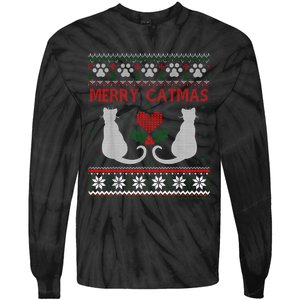 Funny Merry Catmas Ugly Christmas Sweater Tie-Dye Long Sleeve Shirt