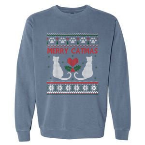 Funny Merry Catmas Ugly Christmas Sweater Garment-Dyed Sweatshirt