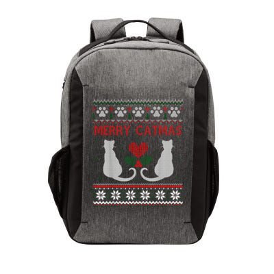 Funny Merry Catmas Ugly Christmas Sweater Vector Backpack