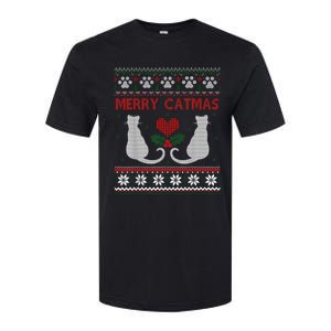 Funny Merry Catmas Ugly Christmas Sweater Softstyle CVC T-Shirt