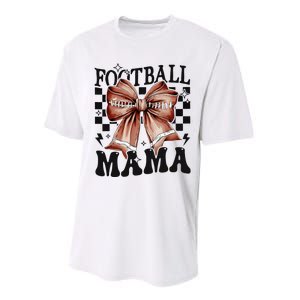 Football Mama Coquette Bow Funny Football Game Day Sport Mom Performance Sprint T-Shirt