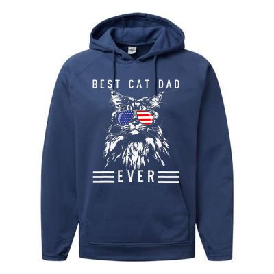 Funny Maine Coon Cat Best Cat Dad Ever Funny Cat Maine Coon Performance Fleece Hoodie