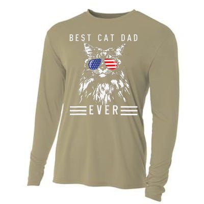 Funny Maine Coon Cat Best Cat Dad Ever Funny Cat Maine Coon Cooling Performance Long Sleeve Crew