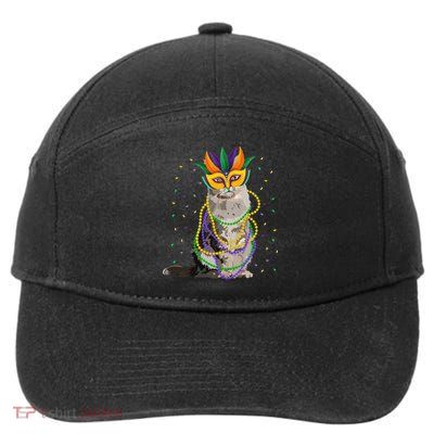 Funny Maine Coon Cat Lover Meowdi Gras Mardi Gras Carnivals 7-Panel Snapback Hat
