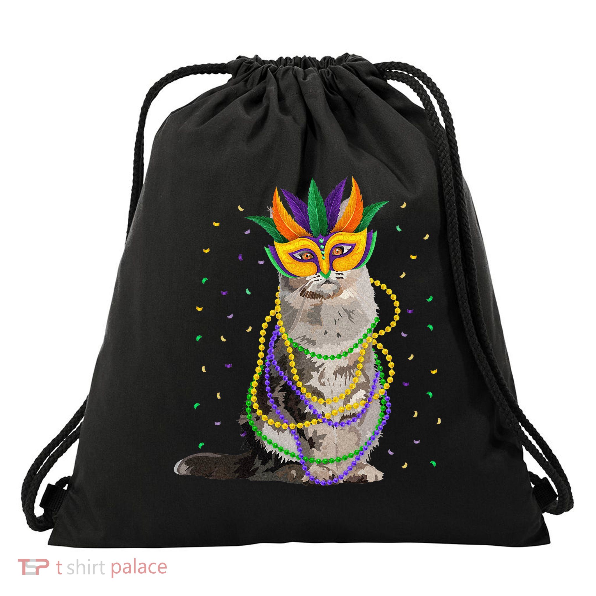 Funny Maine Coon Cat Lover Meowdi Gras Mardi Gras Carnivals Drawstring Bag