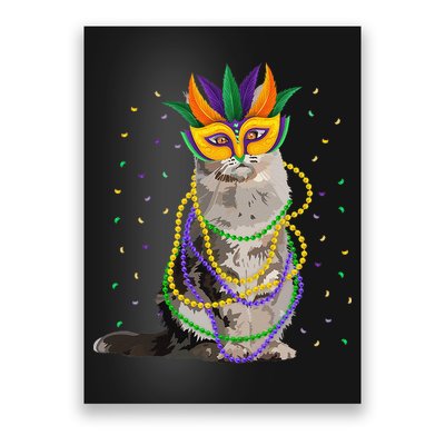 Funny Maine Coon Cat Lover Meowdi Gras Mardi Gras Carnivals Poster