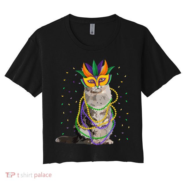 Funny Maine Coon Cat Lover Meowdi Gras Mardi Gras Carnivals Crop Top