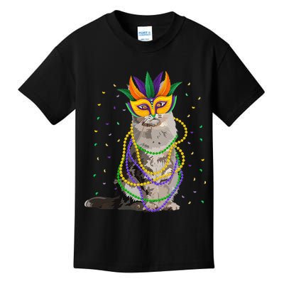 Funny Maine Coon Cat Lover Meowdi Gras Mardi Gras Carnivals Kids T-Shirt
