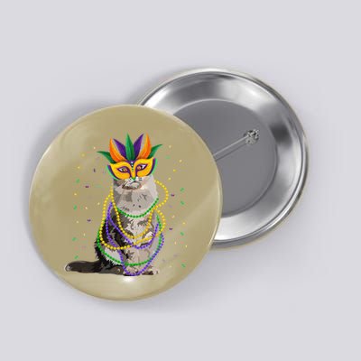 Funny Maine Coon Cat Lover Meowdi Gras Mardi Gras Carnivals Button
