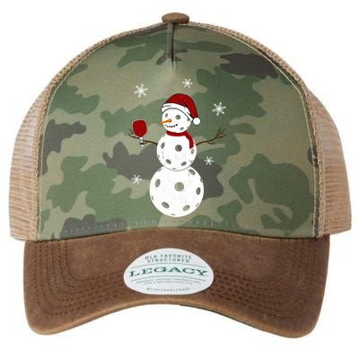 Funny Merry Christmas Snowman Playing Pickleball Legacy Tie Dye Trucker Hat