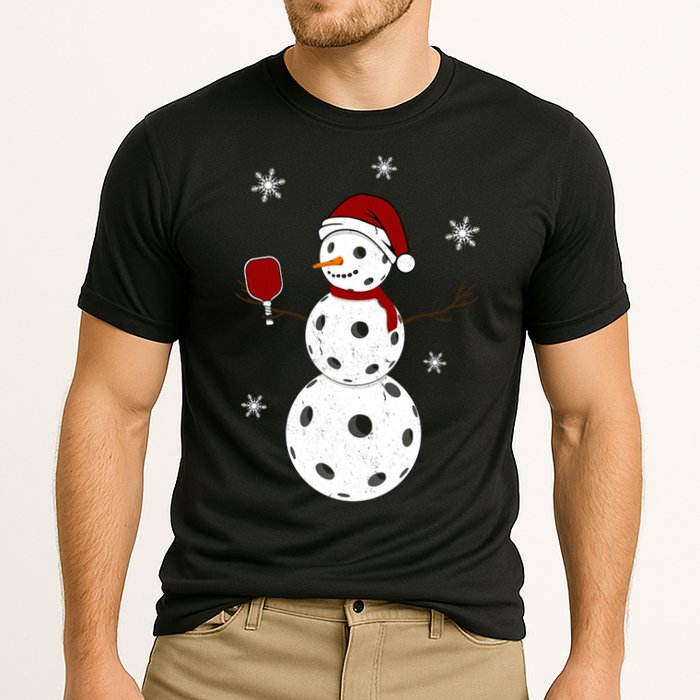 Funny Merry Christmas Snowman Playing Pickleball Cooling Performance Crew T-Shirt