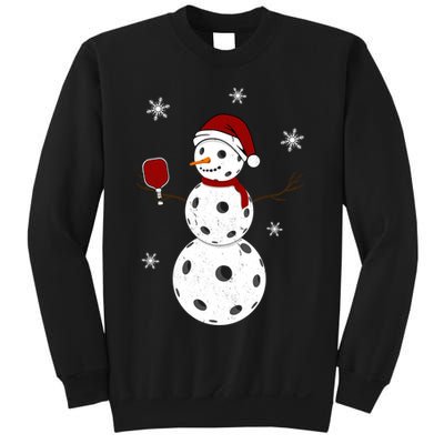 Funny Merry Christmas Snowman Playing Pickleball Sweatshirt