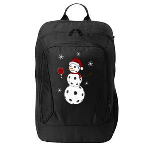 Funny Merry Christmas Snowman Playing Pickleball City Backpack