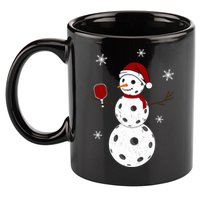Funny Merry Christmas Snowman Playing Pickleball 11oz C Handle Ceramic Mug