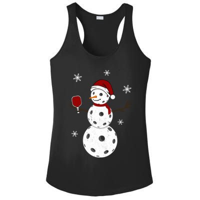 Funny Merry Christmas Snowman Playing Pickleball Ladies PosiCharge Competitor Racerback Tank