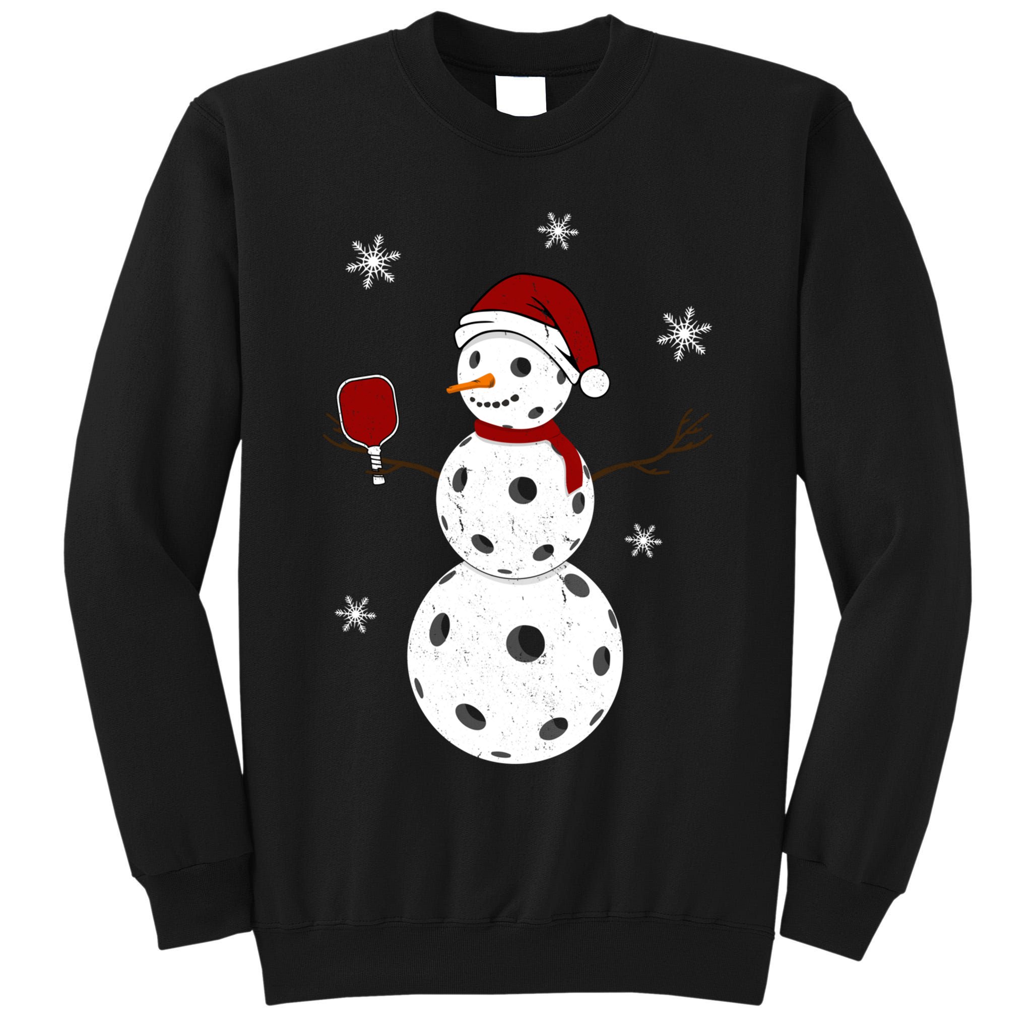 Funny Merry Christmas Snowman Playing Pickleball Tall Sweatshirt