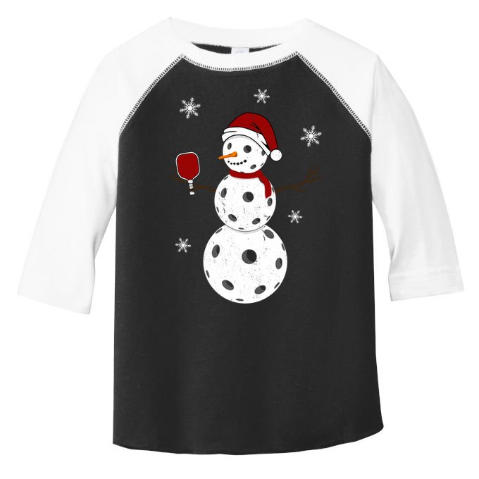 Funny Merry Christmas Snowman Playing Pickleball Toddler Fine Jersey T-Shirt