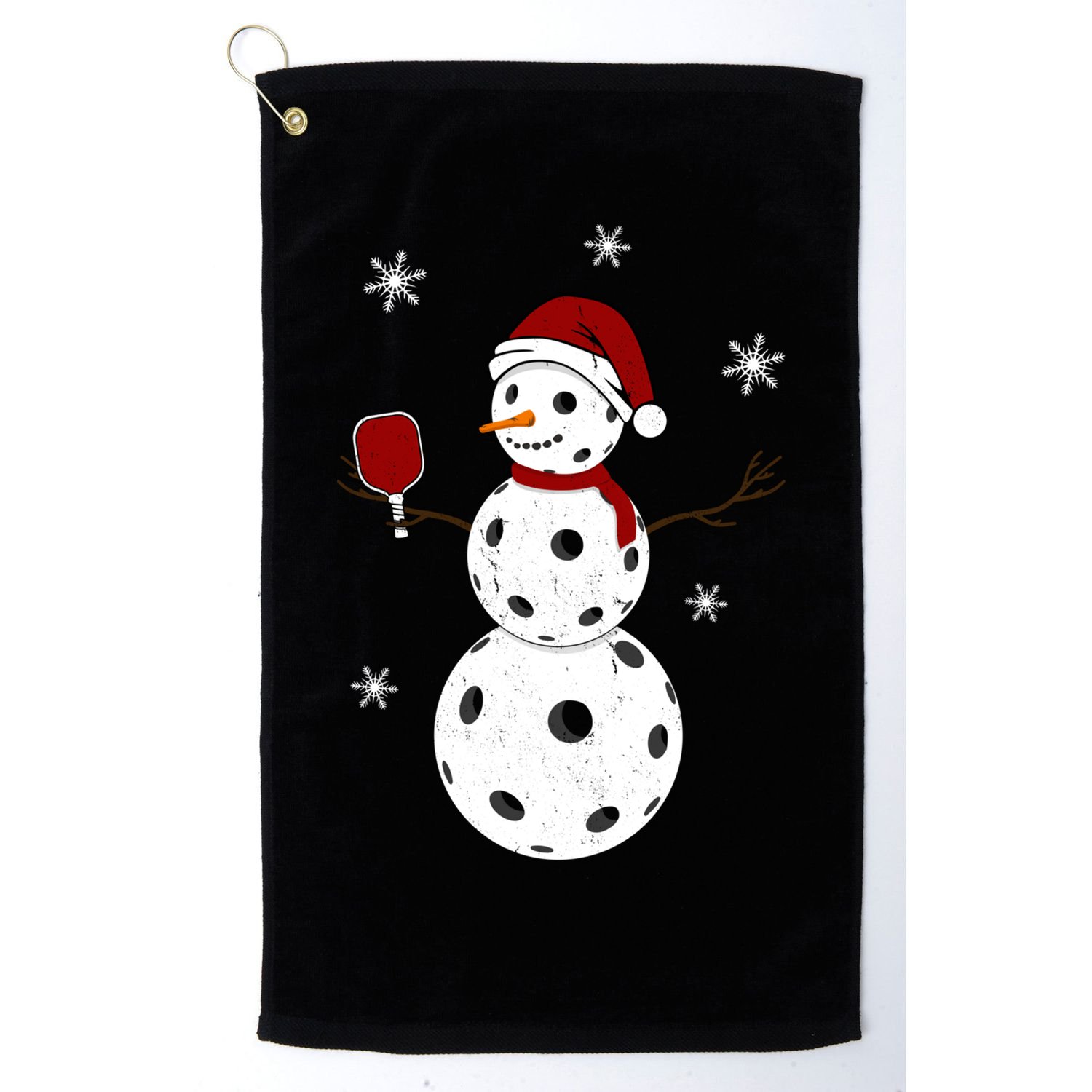 Funny Merry Christmas Snowman Playing Pickleball Golf Towel
