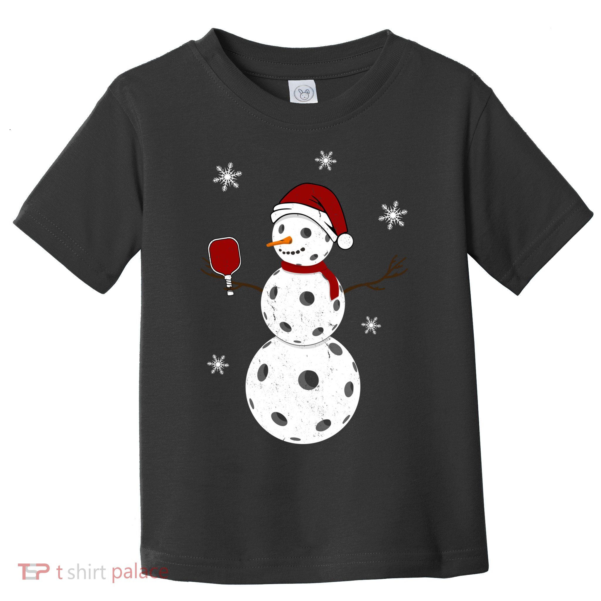 Funny Merry Christmas Snowman Playing Pickleball Toddler T-Shirt