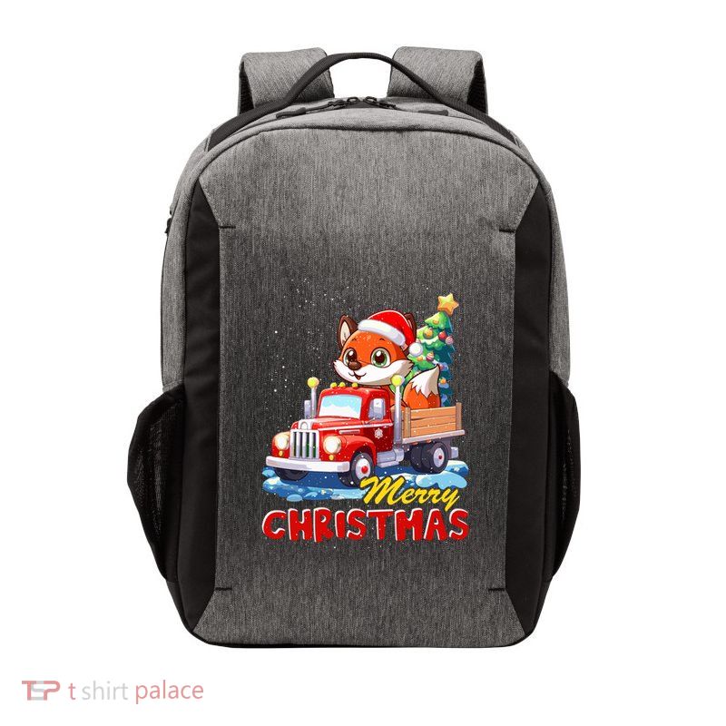 Fox Merry Christmas Tree Lights Truck Ugly Xmas Gift Vector Backpack