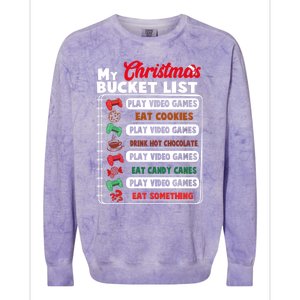 Funny My Christmas Bucket List Video Games Gamer Teens Gift Colorblast Crewneck Sweatshirt