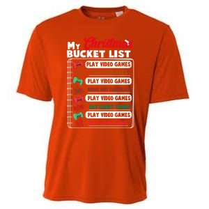 Funny My Christmas Bucket List Video Games Gamer Teens Gift Cooling Performance Crew T-Shirt