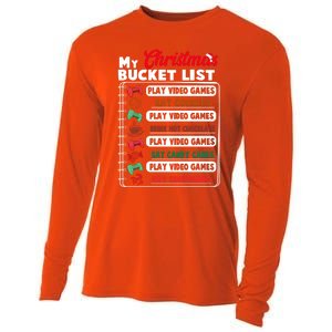 Funny My Christmas Bucket List Video Games Gamer Teens Gift Cooling Performance Long Sleeve Crew