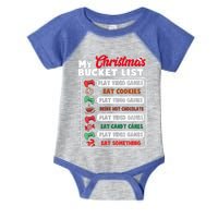 Funny My Christmas Bucket List Video Games Gamer Teens Gift Infant Baby Jersey Bodysuit