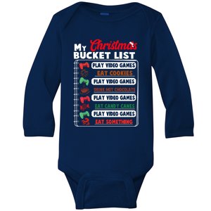 Funny My Christmas Bucket List Video Games Gamer Teens Gift Baby Long Sleeve Bodysuit