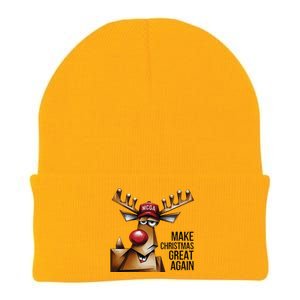 Funny Make Christmas Great Again Reindeer Trump Election Win Knit Cap Winter Beanie