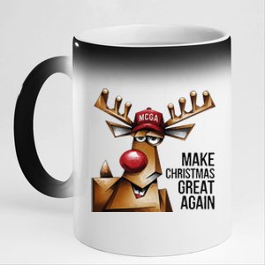 Funny Make Christmas Great Again Reindeer Trump Election Win 11oz Black Color Changing Mug