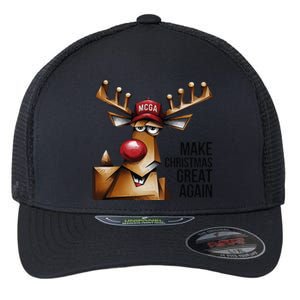 Funny Make Christmas Great Again Reindeer Trump Election Win Flexfit Unipanel Trucker Cap