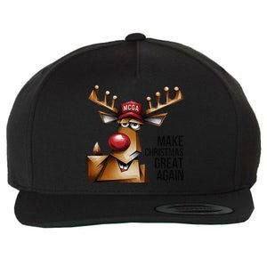 Funny Make Christmas Great Again Reindeer Trump Election Win Wool Snapback Cap