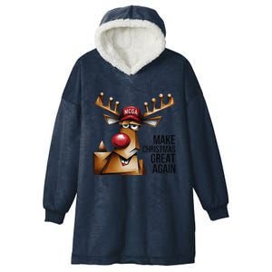 Funny Make Christmas Great Again Reindeer Trump Election Win Hooded Wearable Blanket