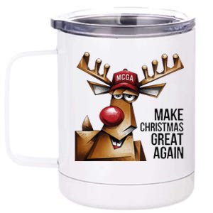 Funny Make Christmas Great Again Reindeer Trump Election Win 12 oz Stainless Steel Tumbler Cup