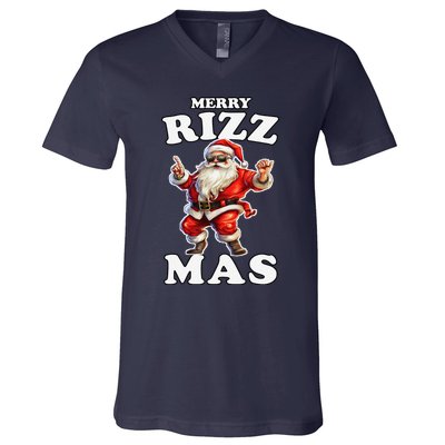 Funny Merry Christmas Sigmas Gen Alpha Santa Claus Rizzler V-Neck T-Shirt