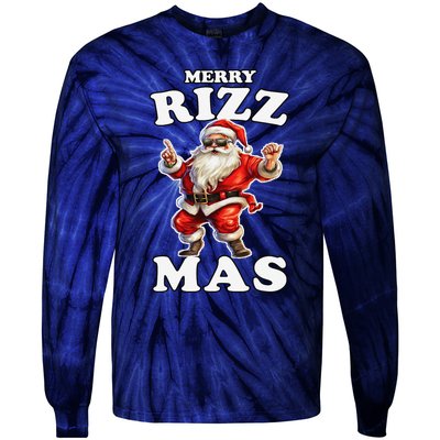 Funny Merry Christmas Sigmas Gen Alpha Santa Claus Rizzler Tie-Dye Long Sleeve Shirt