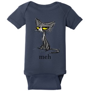 Funny Meh Cat Gift For Cat Lovers Baby Bodysuit