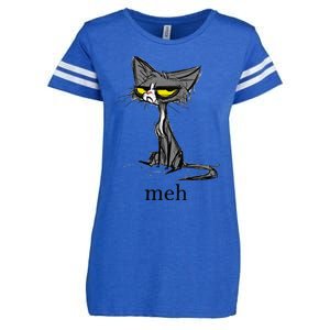 Funny Meh Cat Gift For Cat Lovers Enza Ladies Jersey Football T-Shirt